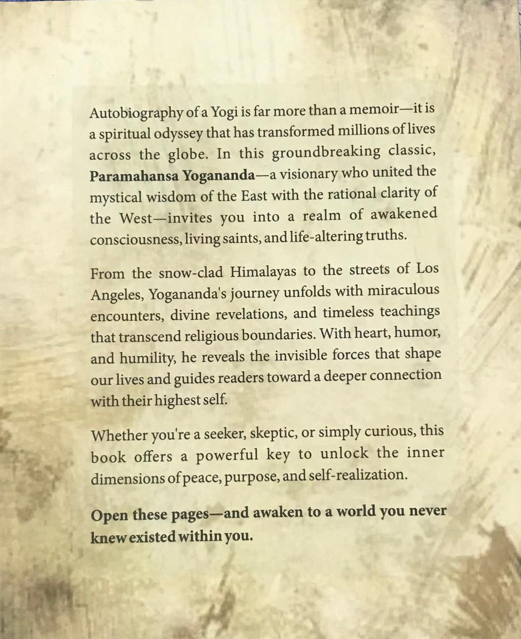 Back cover: AUTOBIOGRAPHY OF A YOGI